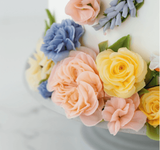 Decorated cake with buttercream flowers